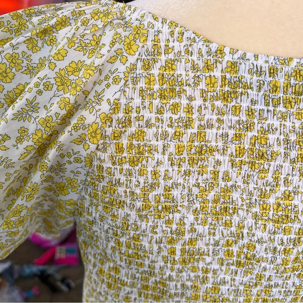 J crew Fitted puff-sleeve top in Liberty Capel fabric size 8 women’s 100% cotton